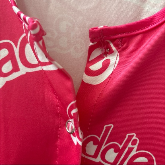 Baddie One Piece Romper Shorts Jumpsuit L Pink Stretchy Spandex *missing snap - Picture 3 of 8